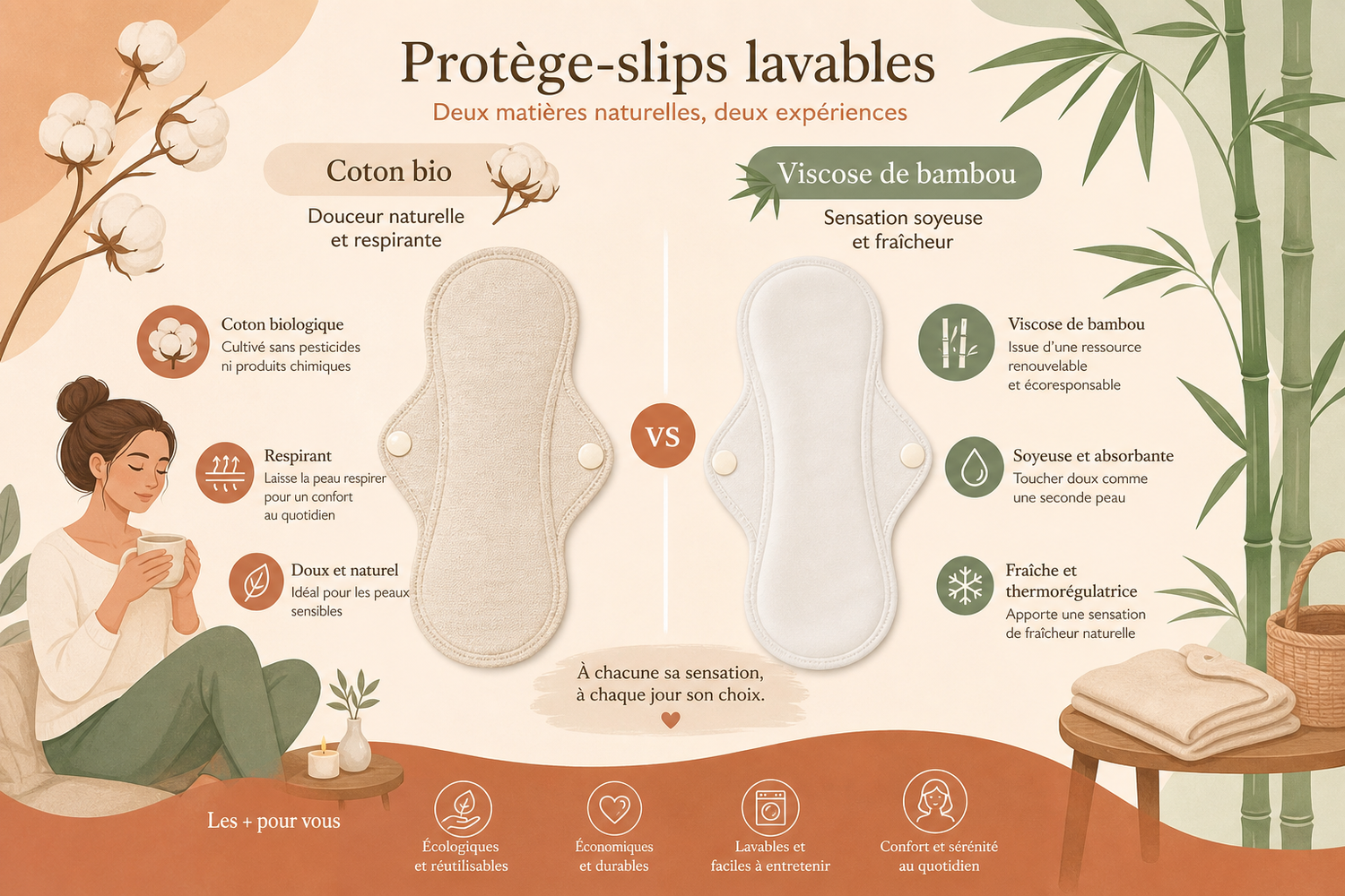 Bambou vs coton : quel protège-slip lavable choisir ?